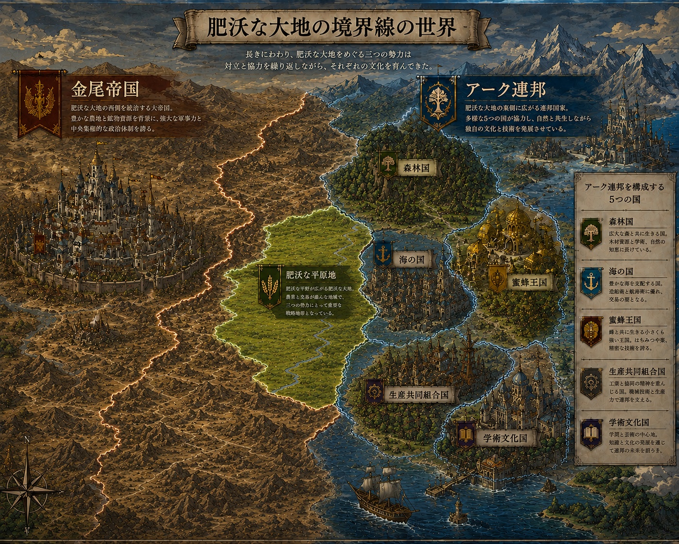生成AIで作成したオリジナル世界観の勢力図サンプル